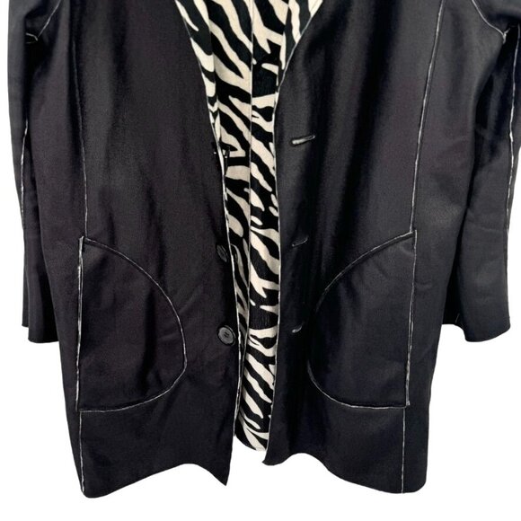 John Mark Reversible Zebra Print Black Jacket Size XL faux fur leather womens - Picture 7 of 16